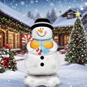 62" Self-Standing Balloon Christmas Festive Snowman with Candy Cane